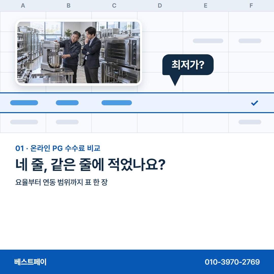 온라인 PG 수수료 비교 네 줄, 같은 줄에 적었나요? — 표의 네 줄을 한 줄씩 풀어 두었어요